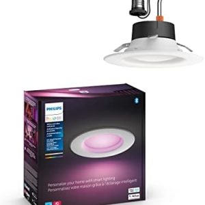 Philips Hue White and Color Ambiance Extra Bright High Lumen Dimmable LED Smart Retrofit Recessed 6″ Downlight Compatible with Amazon Alexa Apple HomeKit and Google Assistant (578450)
