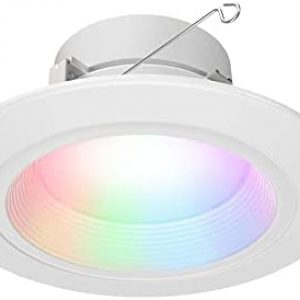HALO 5/ 6 inch Recessed LED Can Light –Smart Wi-Fi Ceiling & Shower Retrofit Downlight –Baffle White Trim –Pack of 1 (RL56069WZRGBWWHR)