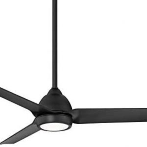 WAC Smart Fans Mocha Indoor and Outdoor 3-Blade Ceiling Fan 54in Matte Black with 3000K LED Light Kit and Remote Control works with Alexa and iOS or Android App