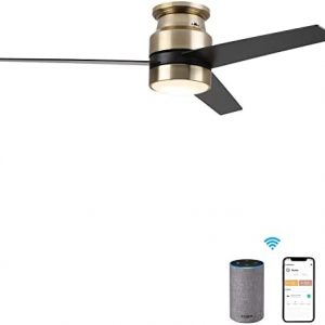 52 inch Low Profile Ceiling Fan with Light, Smart Ceiling Fan with Light Work With Alexa/Google Home/Siri|Reversible Motor|Schedule| Needs Neutral Wire, No Hub Required