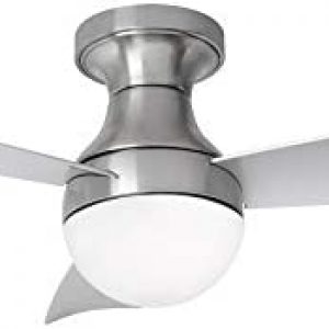 WAC Smart Fans Orb Indoor 3-Blade Flush Mount Ceiling Fan 44in Brushed Nickel with 3000K LED Light Kit and Remote Control works with Alexa and iOS or Android App