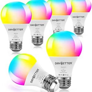 DAYBETTER Bluetooth Light Bulb, Color Changing Light Bulb with App Control, RGBCW Smart Light Bulbs Dimmable Music Sync, A19 E26 9W 800LM LED Bulbs for Party Bedroom, 6 Pack (Don’t Support WiFi/Alexa)