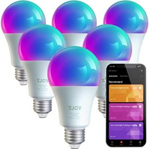 TJOY Alexa Smart Light Bulbs, WiFi Led Light Bulb Works with Alexa&Google Home, Dimmable RGB Color Changing 2700-6500K Smart App Control (2.4Ghz Only), A19 E26 9W (60W Equivalent) 800 Lumen, 6 Packs…