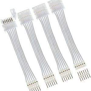 Litcessory 6-Pin to Cut-End Extension Connector for Philips Hue Lightstrip Plus (2in, 4 Pack, White – Standard 6-PIN V3)