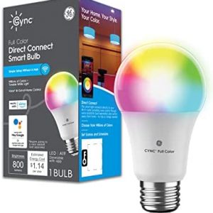 GE CYNC Smart LED Light Bulb, Color Changing Lights, Bluetooth and Wi-Fi Lights, Works with Alexa and Google Home, A19 Light Bulb (1 Pack)