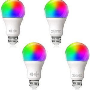 Helloify A19 LED Smart, WiFi Light Bulb Compatible with Alexa Google Home, RGBCW Color Changing, Cool Warm White Dimmable, No Hub Required, 60W Equivalent, RGB+2700K-6500K, 4 Pack