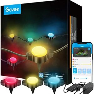 Govee Outdoor Ground Lights, 36ft Multicolor RGBIC Pathway Lights with Warm White, 15 Pack IP67 Waterproof Garden Lawn Lights, App Control Walkway Lights with 43 Scene Modes, 70lm per Patio Light