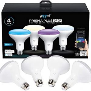 Geeni Prisma Plus BR30 LED Smart Light Bulb, Tunable Hue and Dimmable RGB WiFi Bulb, No Hub Required, Compatible with Alexa and Google Assistant (4 Pack)