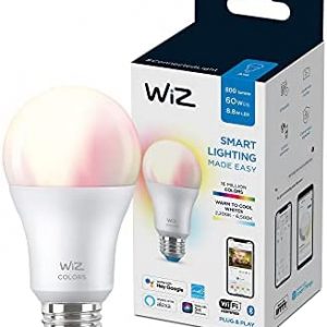 WiZ Connected Color 60W A19 Smart 2.4Ghz WiFi Light Bulb, 16 Million Colors, Compatible with Alexa and Google Home Assistant, No Hub Required, 1 Bulb