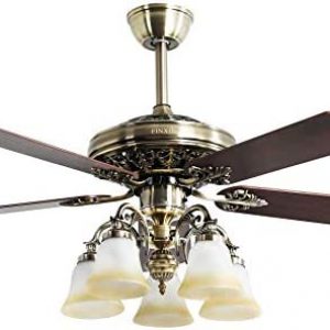 Indoor Ceiling Fan Light Fixtures – FINXIN New Bronze Remote LED 52 Ceiling Fans For Bedroom,Living Room,Dining Room Including Motor,5-Light,5-Blades,Remote Switch (New Bronze)