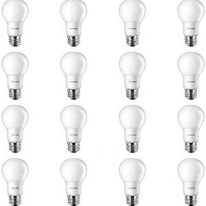 Philips LED Frosted A19, Non-Dimmable, 800 Lumen, Soft White Light (2700K), 10W=60W, E26 Base, 16-Pack