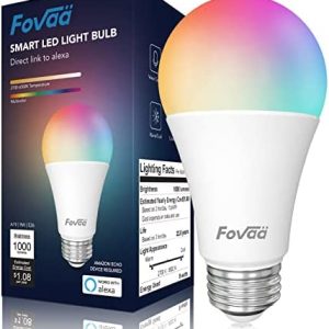 Smart Light Bulbs, Fovaa Color Changing Alexa Light Bulb Bluetooth Mesh LED Bulbs, Smart Bulbs That Work with Alexa Only, Dimmable LED Light Bulb A19 E26, Require Alexa Echo, RGBWW 9W 1000LM(1Pack)