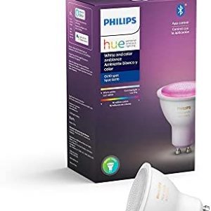 Philips Hue White & Color Ambiance LED Smart GU10 Bulb, Bluetooth & Zigbee Compatible (Hue Hub Optional), Voice Activated with Alexa, 1-Pack