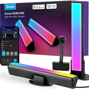 Govee LED Smart Light Bars with Camera, RGBIC Smart Backlights, Music Sync Kit Works with Alexa & Google Assistant, 23 Preset Modes DreamView LED Play Light Bar for 27-45 inch Gaming, PC, TV, Room