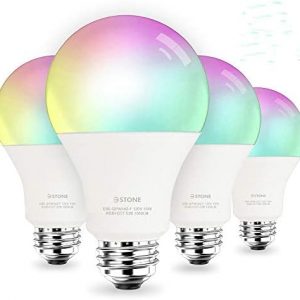 [2022 Upgraded]Smart Light Bulbs(Pack of 4), 3Stone 100W Equivalent WiFi LED Color Changing Bulb Dimmable 2700K-6500K RGBCW, Works with Alexa, Google Home 2.4Ghz Only, A21 10W E26 Tunable White No Hub