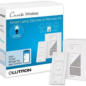 Lutron Caséta Wireless Single-Pole/3-Way Smart Lighting Lamp Dimmer and Remote Kit | P-PKG1P-WH | White