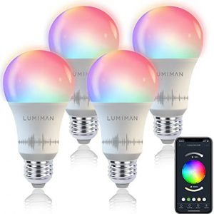 WiFi Smart Light Bulbs A19 LED Color Changing Light Bulb That Work with Alexa Google Home E26 2700K-6500K Dimmable RGB Lights 800 LM 7.5W 60W Eqv. No Hub Required 4 Pack