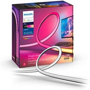 Philips Hue White and Color Ambiance Gradient PC LED Lightstrip for 24″ to 27″ Monitors, Requires Hue Hub, Compatible with Alexa, HomeKit, and Google Assistant, Black (578294)