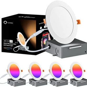 Lumary 6 inch Smart Recessed Lighting – WiFi Recessed Lights 13W 1100LM Smart Downlight with Junction Box Work with Alexa/Google Assistant(6 Inch-4PACK)