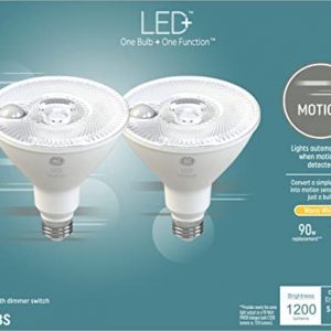 GE LED+ Motion Sensor Light Bulbs, Warm White, Security Light, PAR38 Outdoor Floodlight Bulb (2 Pack)