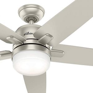 Hunter Fan 52 inch Contemporary Matte Nickel Indoor Wifi-Enabled Smart Ceiling Fan with Light Kit and Remote Control (Renewed)