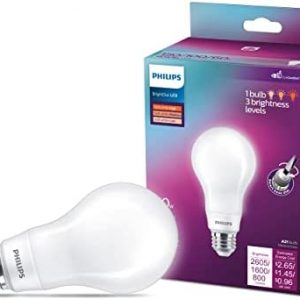 Philips LED Bright Dial Frosted A21, Non-Dimmable, Eye Comfort Technology, 2605-1600-800 Lumen, Soft White(2700), 60-100-150W, Title 20 Certified, E26 Base, 1-Pack (576348)