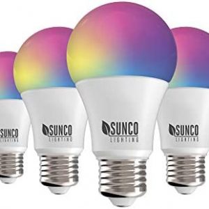 Sunco Lighting Smart WiFi Bulbs Alexa, A19 Dimmable Smart LED, Color Changing RGB, 6W, 480 LM, E26 Base, Multicolored, Compatible with Amazon Alexa & Google Assistant, Tunable White 6 Pack