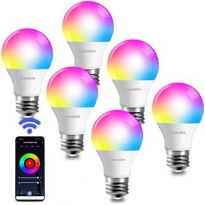 Dalattin Tuya Smart Led Bulb,RGBWW WiFi Light Bulbs,Color Changing Light Bulb,Smart Light Bulbs That Work with Alexa &Google Assistant,A19 E26 RGB Alexa Light Bulb,9W(60W Equivalent) 800 Lumen,6Pack