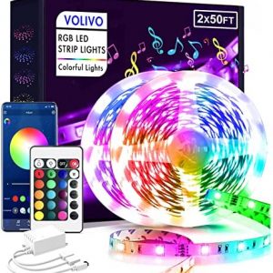 Led Lights for Bedroom 100ft (2 Rolls of 50ft),Volivo Smart Led Strip Lights with App Controlled, Music Sync Color Changing Led Lights for Room Home Party Decoration