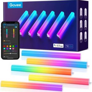Govee RGBIC LED Wall Lights, Glide Wall Lights, Works with Alexa and Google Assistant, Smart LED Light Bars for Gaming Room Decor and Streaming, Multicolor Glide Sconces, Music Sync, 6 pcs