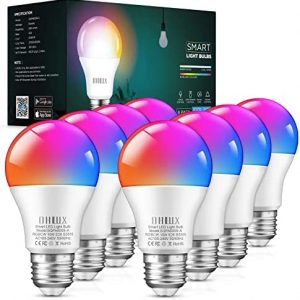 Smart Light Bulbs 8Pack,100W Equivalent Smart Bulb Work with Alexa Google Assistant, RGB Color Changing WiFi Bulb, Music Synic 2.4GHz WiFi & Bluetooth Multicolor A19 E26 110V Dimmable Light Bulbs