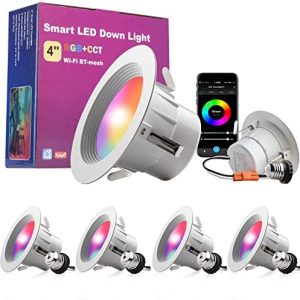 Lightdot Smart LED Recessed Lighting 4 inch, 9W 1000LM Dimmable Retrofit LED Can Lights Color Changing Ceiling Downlight WiFi App Control LED Recessed Lights Work (4 Pack)