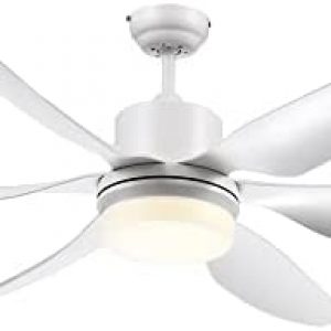 HOMCOM 52″ Reversible Indoor Ceiling Fan with Light, Modern Mount LED Lighting Fan with Remote Control, for Bedroom, and Living Room, White