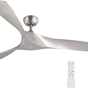 VONLUCE 52″ Modern Ceiling Fan No Light with Remote Control, Contemporary Ceiling Fans Brushed Nickel with 3 ABS Blades, Indoor Ceiling fan Airplane Propeller for Kitchen Bedroom Living Room Garage