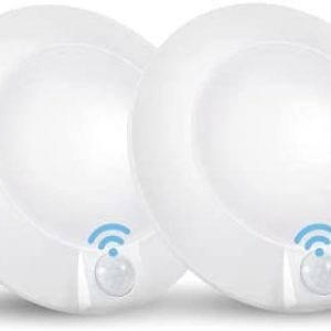 CLOUDY BAY Battery Powered Motion Sensor Ceiling Light,Battery Operated Wireless LED Light,3000K/4000K/5000K Selectable for Entrance Stairs Hallway Basement Garage Bathroom Cabinet Closet,2 Pack