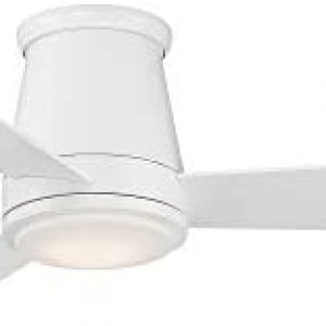 WAC Smart Fans Hug Indoor and Outdoor 3-Blade Flush Mount Ceiling Fan 44in Matte White with 3000K LED Light Kit and Remote Control works with Alexa and iOS or Android App