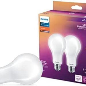 Philip LED Frosted Spiral A21, Dimmable, Eye Comfort Technology, 1600 Lumen, Soft White(2200-2700), 12.5W=100W, T20 Certified, E26 Base, 2-Pack, 2 Bulbs (573519)