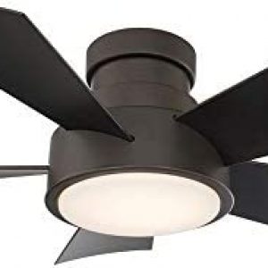 Vox Smart Indoor and Outdoor 5-Blade Flush Mount Ceiling Fan 38in Bronze with 3000K LED Light Kit and Remote Control works with Alexa, Google Assistant, Samsung Things, and iOS or Android App