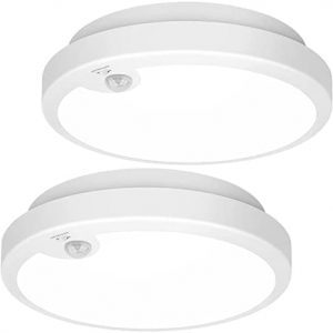 2-Pack Motion Sensor LED Ceiling Light Battery Operated, 7.2inch Flush Mount Light Fixture 6000K, Wireless Motion Activated Ceiling Lamp in 300LM for Closet Pantry Laundry Stair(Battery Not Included)