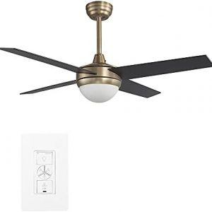 SMAAIR 48″ Smart Ceiling Fan with Wall Control, LED Warm Light Indoor Ceiling Fan Compatible with Alexa/Google Home/Siri (Gold/Black)