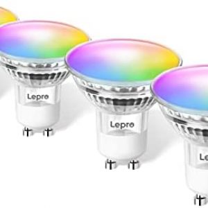 Lepro GU10 Smart Light Bulbs, RGB Color Changing LED Bulb, Compatible with Alexa & Google Assistant, Dimmable with App, 50W Equivalent Track Light Bulb, No Hub Required, 2.4G WiFi Only, Pack of 4