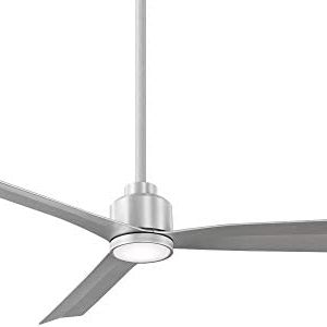 WAC Smart Fans Clean Indoor and Outdoor 3-Blade Ceiling Fan 54in Brushed Aluminum with 3000K LED Light Kit and Remote Control works with Alexa and iOS or Android App