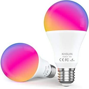 WiFi Smart Light Bulbs,16W 150W Equivalent 1600Lumen Ultra Bright E26 A19 Smart Bulb Work with Alexa,Google No Hub Required,Dimmable Led Full Color Changing Alexa Light Bulb,2 Pack