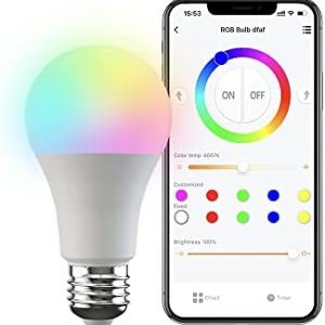 BroadLink Bluetooth Smart Bulb LB4E26, Color Changing with Music Sync, A19/E26/9W/800LM/110V, FastCon and BLE Support, Works with Alexa and Google Home