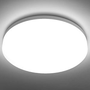 LE 9 inch Flush Mount LED Ceiling Light for Bathroom, Waterproof, 5000K, 1500lm Daylight White, 15W(120W Equiv.) Round Flat Low Profile Ceiling Fixture for Hallway, Kitchen, Bedroom, Basement