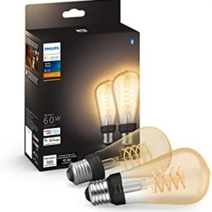 Philips Hue 2-Pack Dimmable Warm White Vintage Smart ST19 Edison Bulb, Bluetooth & Hub Compatible (Hue Hub Optional), Voice Activated with Alexa, Google Assistant, and HomeKit (571083)