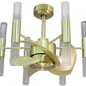 FORNO Maison Elite VOCE 18-Inch Candelabro Smart Ceiling Fan with App/Remote/Voice Control – Indoor Ceiling Fan with 12 Dimmable Edison LED Light Bulbs, 4 ABS Blades and 90-Speed Silent DC Motor, Brass