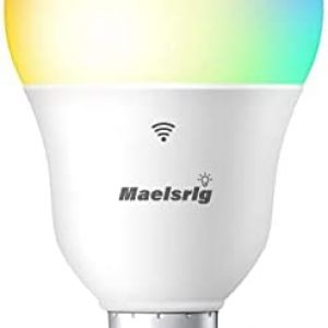 Maelsrlg E17 Intermediate Base Smart Bulb, LED WiFi Light Bulb, Smart Light Bulb That Work with Alexa & Google Assistant, A15 Color Changing Light Bulb, No Hub Required, 40W Equivalent 500LM, 1-Pack