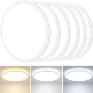 6 Pack Ceiling Light Fixtures Flush Mount 9Inch Dimmable, 24W 2100LM & 3 Color Temperatures in One 3000/4500/6000K Modern LED Ceiling Lamp, Round LED Ceiling Light for Closet Bathroom Kitchen Bedroom