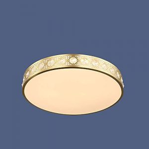 Close To Ceiling Lights , LED Flush Mount Ceiling Light Retro H65 Brass Frame Ceiling Lamp Three-Color Smart dimming Ceiling Lighting Border Classic Pattern Design Easy to Install ( Size : Small )